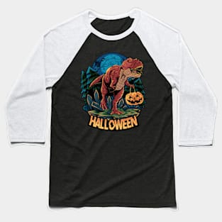 Halloween Dinosaur Pumpkin Baseball T-Shirt